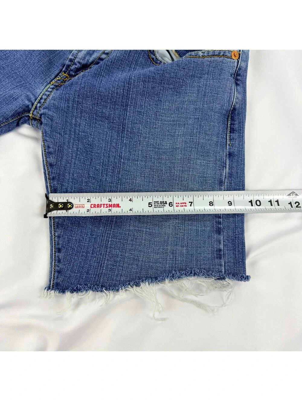 Levi's 542 Low Flare Women's 10M Y2K Cutoff Denim Bermuda Shorts Flap Pocket